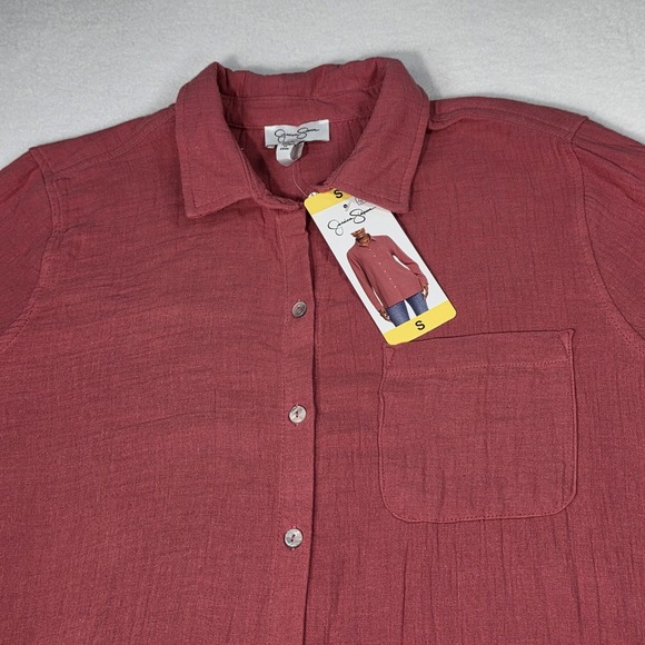 Jessica Simpson Tops - Jessica Simpson Women's Collared Relaxed Loose Fit Shirt, Coral Red, Size S
